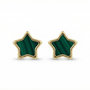 Voir la diapositive 1 : L'ATELIER D'AZUR Boucles d'Oreilles Or Jaune et Malachite - Puces Motif Etoile