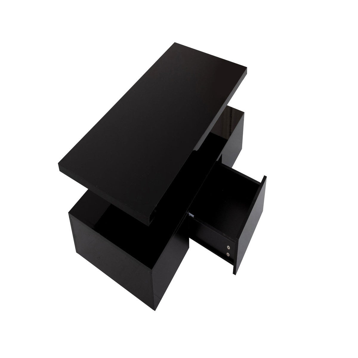 MERAX Table Basse Avec 1 Tiroir Et LED Noir
