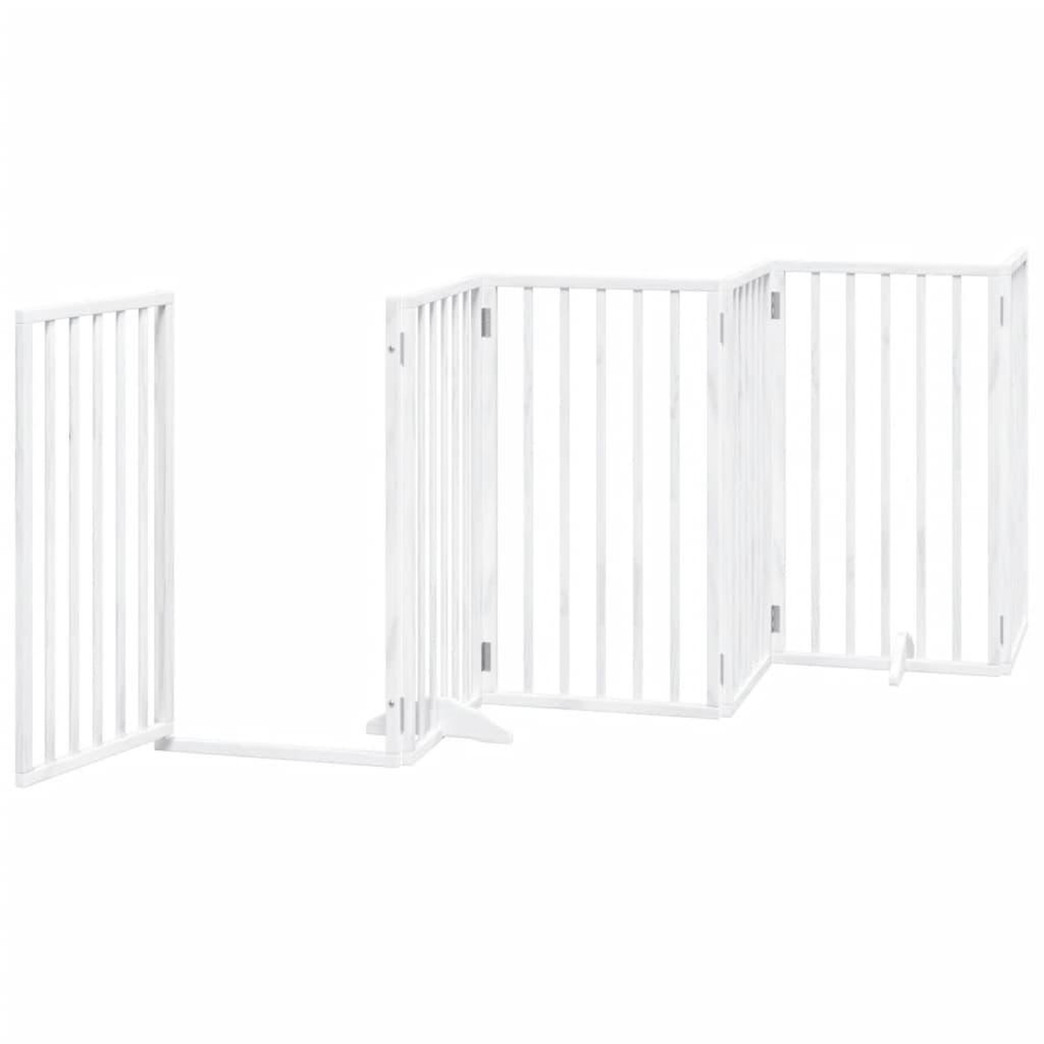 Voir la diapositive 4 : VIDAXL Barriere pour chiens et porte 6 panneaux blanc bois de peuplier