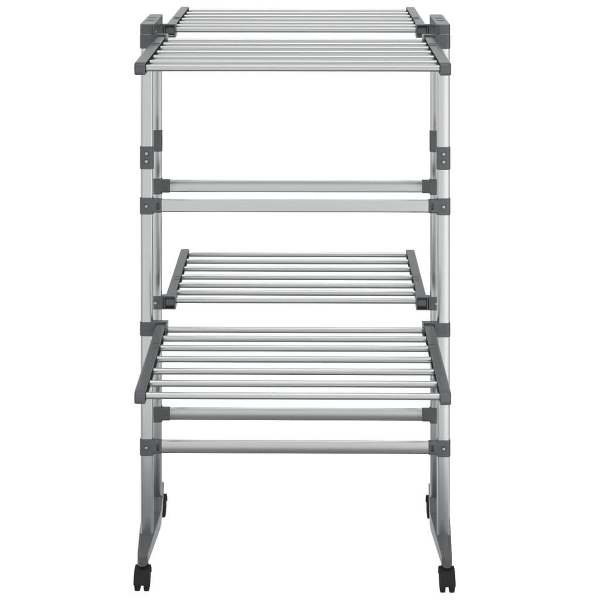 Voir la diapositive 3 : VIDAXL Etagere a linge a 2 niveaux avec roues Argente 60x70x106 cm