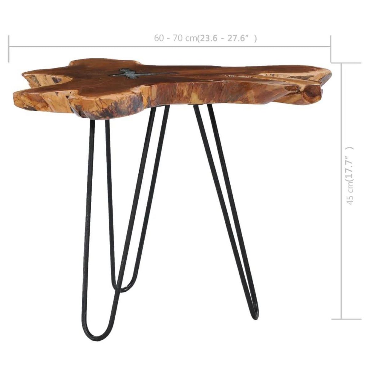 VIDAXL Table basse 70x45 cm Bois de teck massif et polyresine