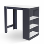 Voir la diapositive 1 : ID MARKET Table de bar BARTH 2 à 4 personnes bois gris plateau blanc