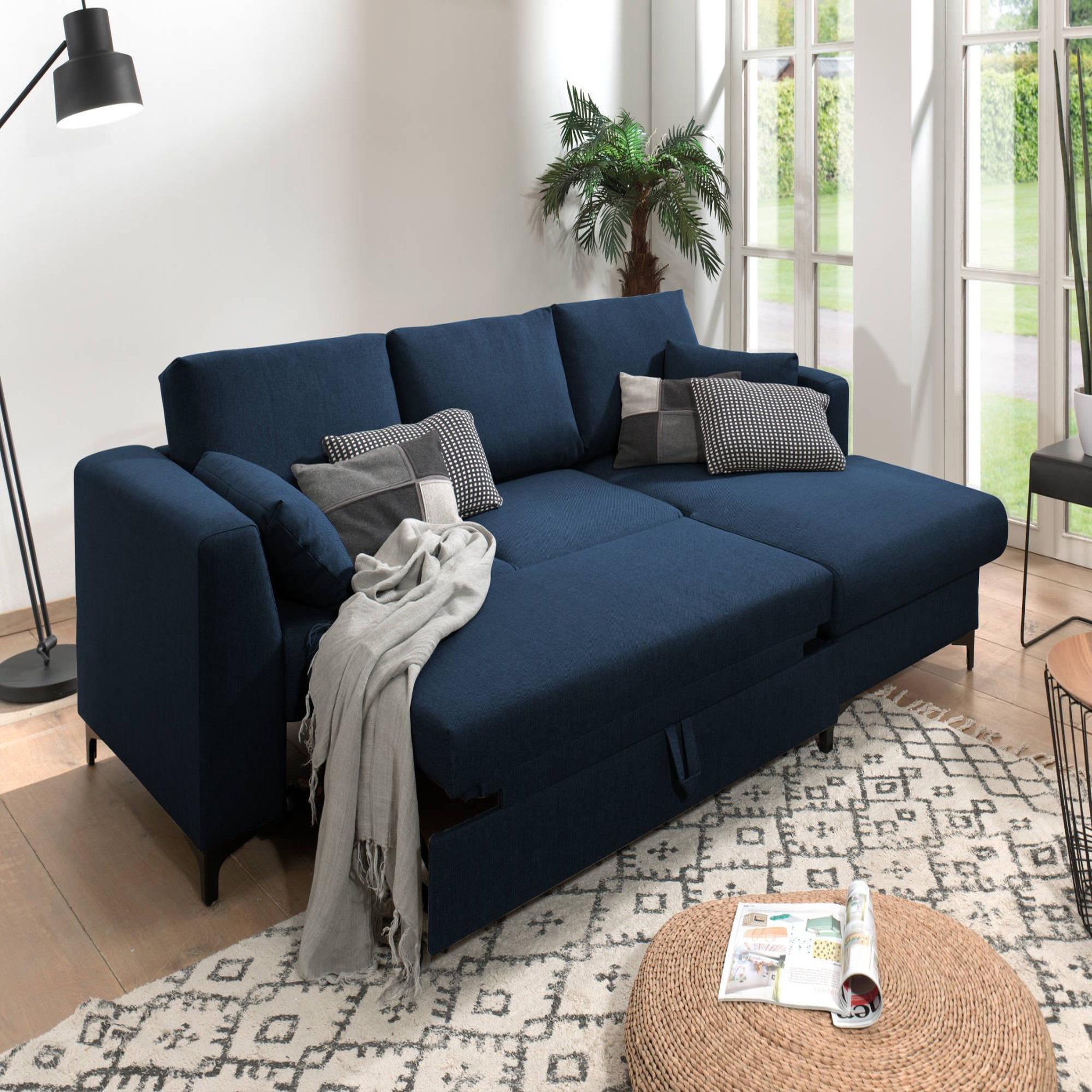 Voir la diapositive 3 : LISA DESIGN Tala - canapé d'angle droit - convertible avec coffre - 4 places - en tissu