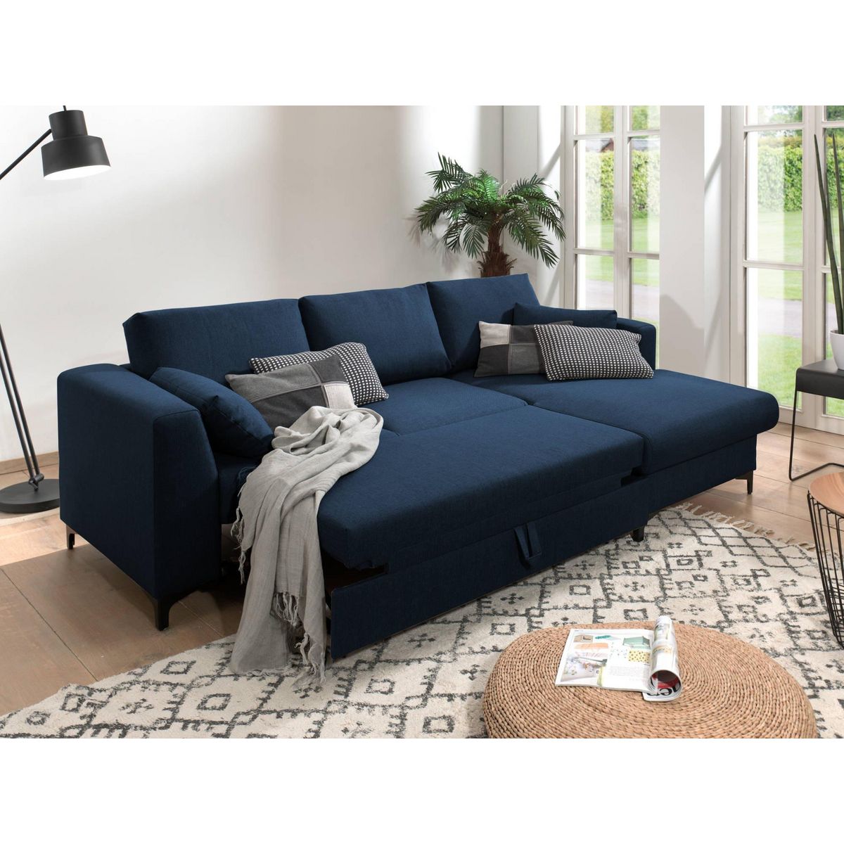 LISA DESIGN Tala - canapé d'angle droit - convertible avec coffre - 4 places - en tissu