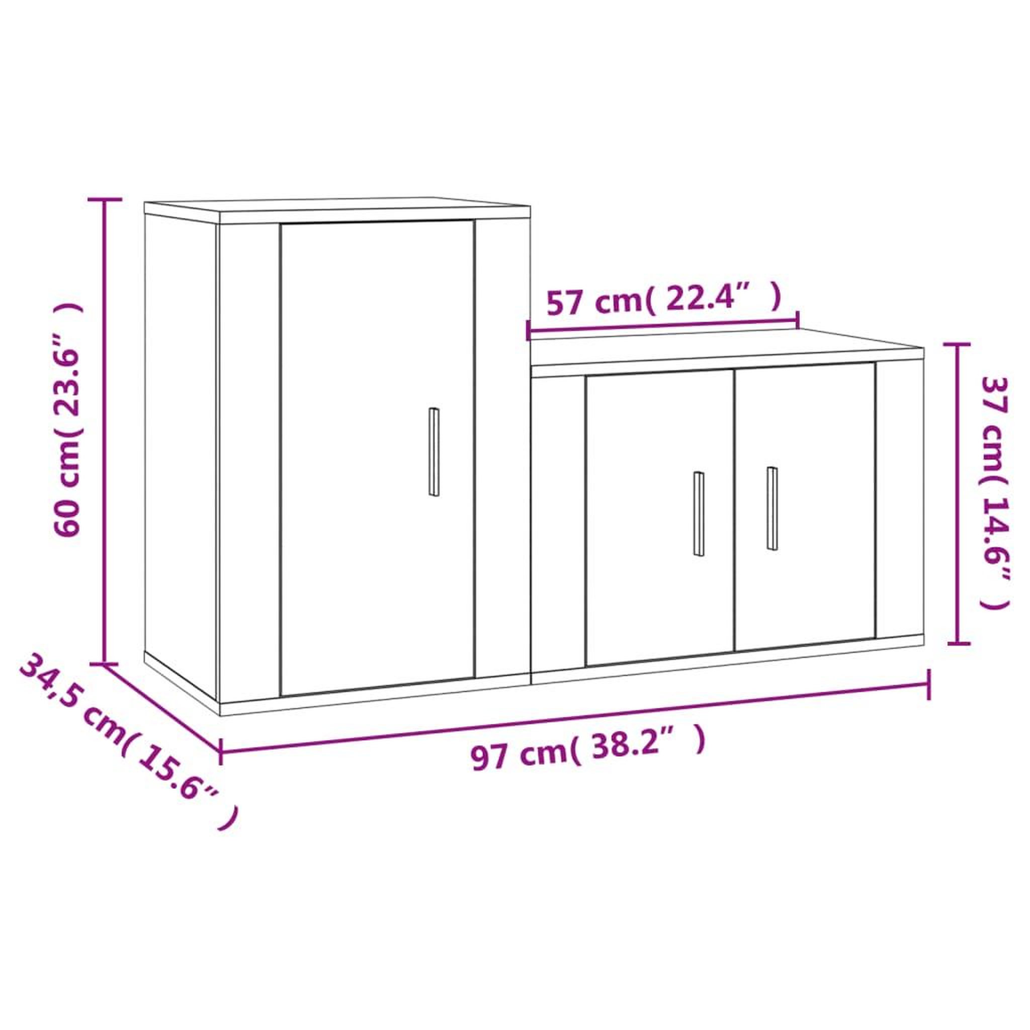 Voir la diapositive 6 : VIDAXL Ensemble de meubles TV 2 pcs noir bois d'ingenierie