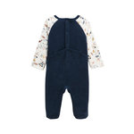 Petit Béguin Pyjama bébé en velours Cirque d'automne. Coloris disponibles : Bleu