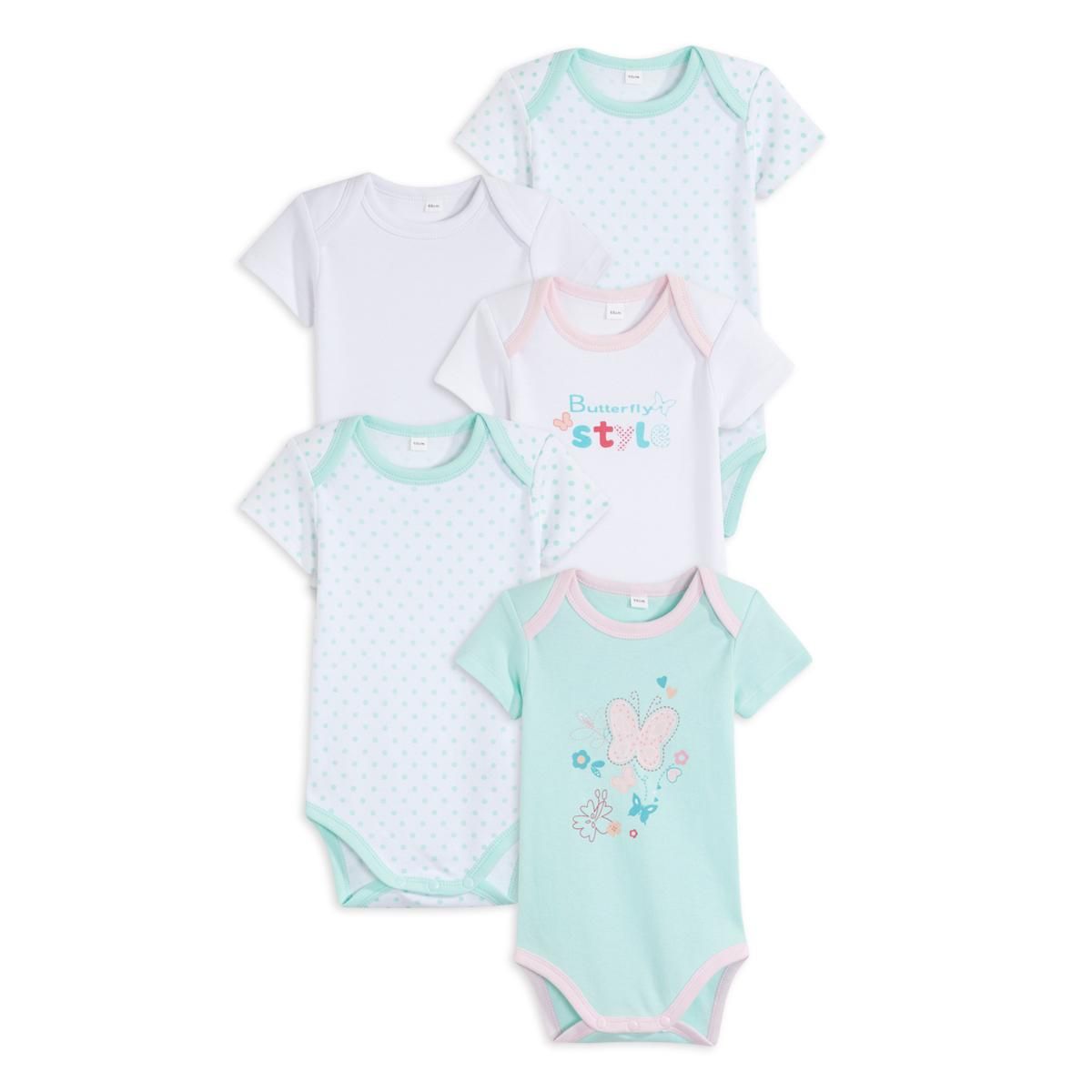 IN EXTENSO Lot de 5 bodies manches courtes bébé