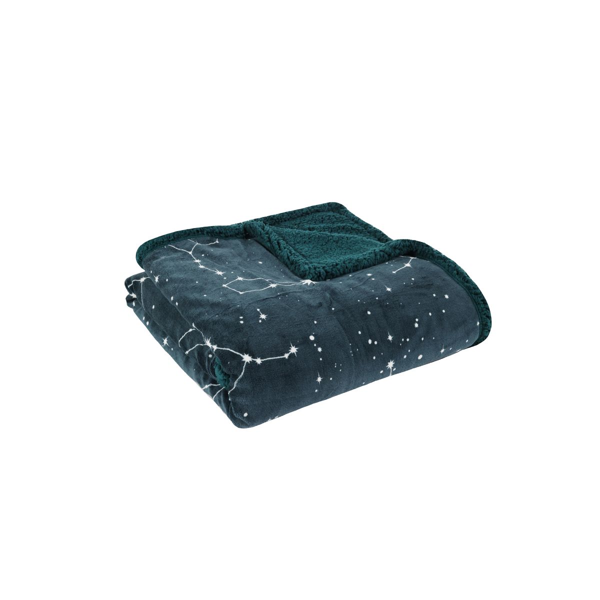 ACTUEL Plaid double face polaire/sherpa imprimé sous les étoiles 