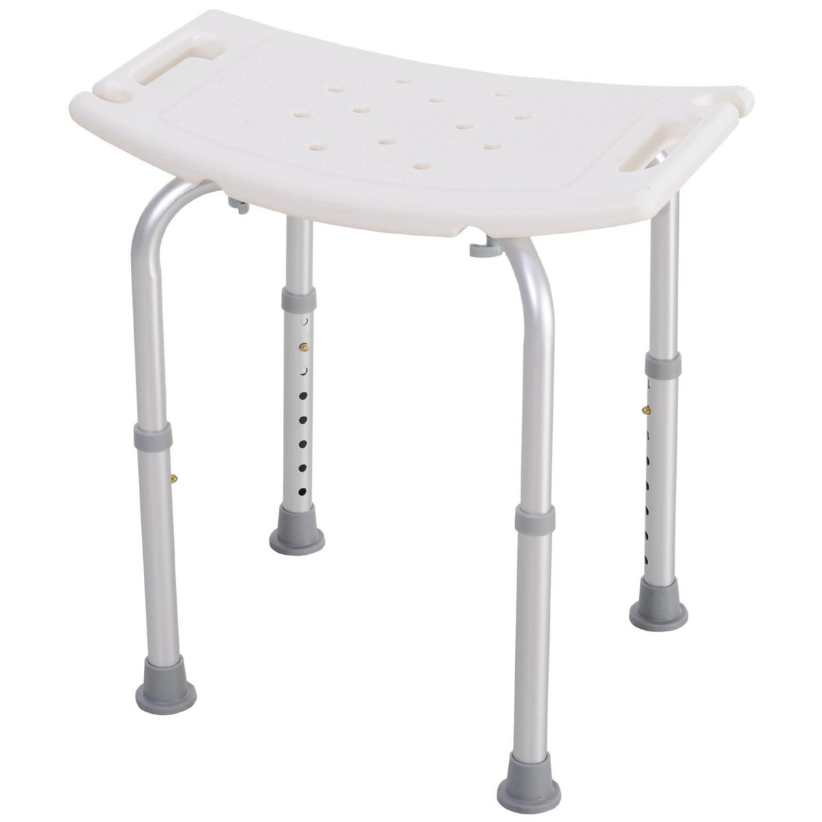 HOMCOM Siège de douche réglable en hauteur tabouret de douche ergonomique pieds antidérapants charge max. 136 Kg alu HDPE blanc