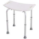 HOMCOM Siège de douche réglable en hauteur tabouret de douche ergonomique pieds antidérapants charge max. 136 Kg alu HDPE blanc