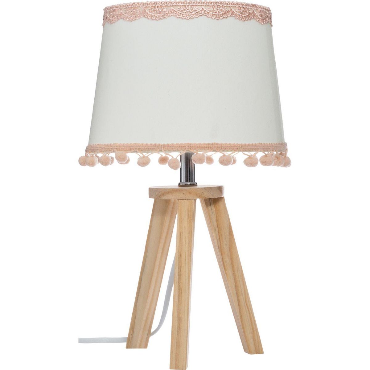 Atmosphera Kids Lampe à poser enfant en bois Bohème - H. 32 cm - Blanc