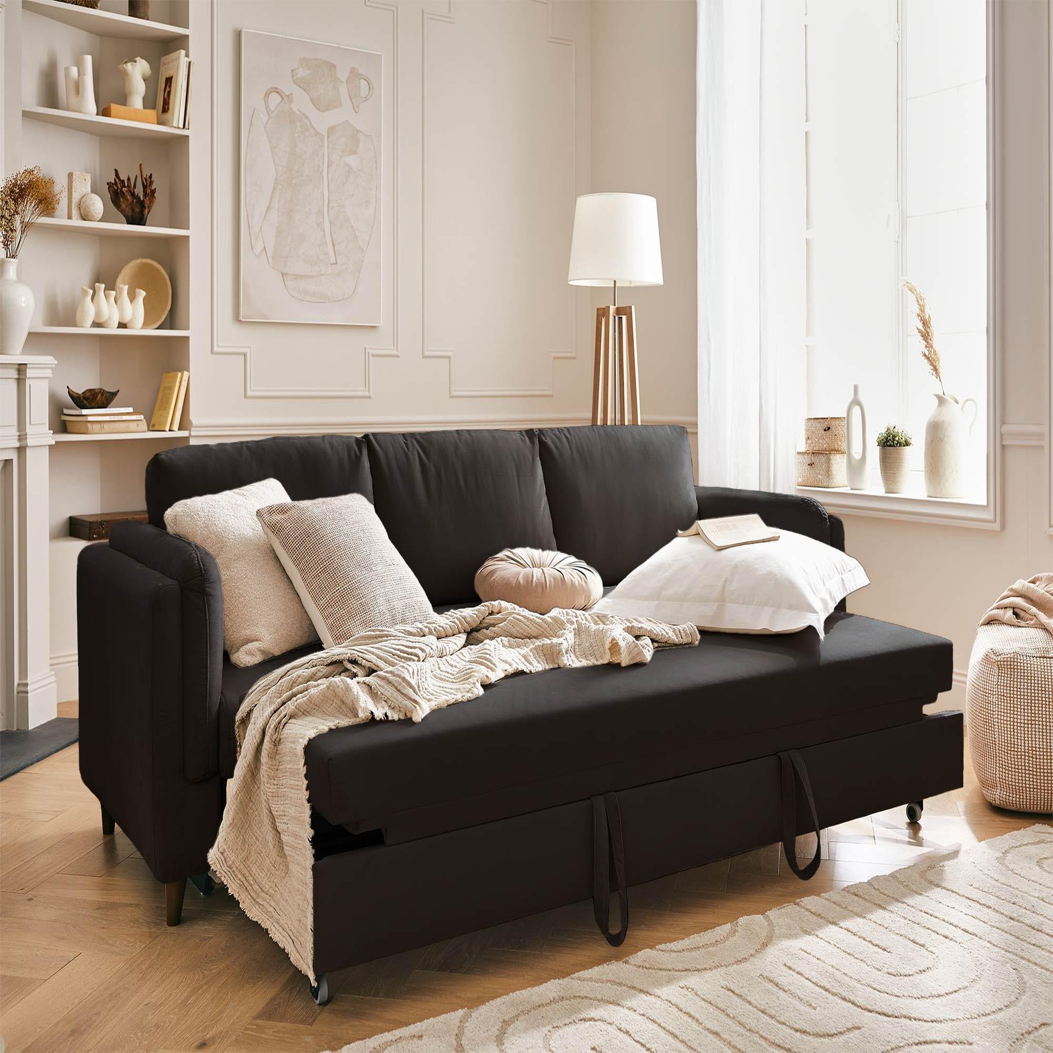 Voir la diapositive 2 : BEST MOBILIER Brooke - canapé 3 places - convertible - en velours