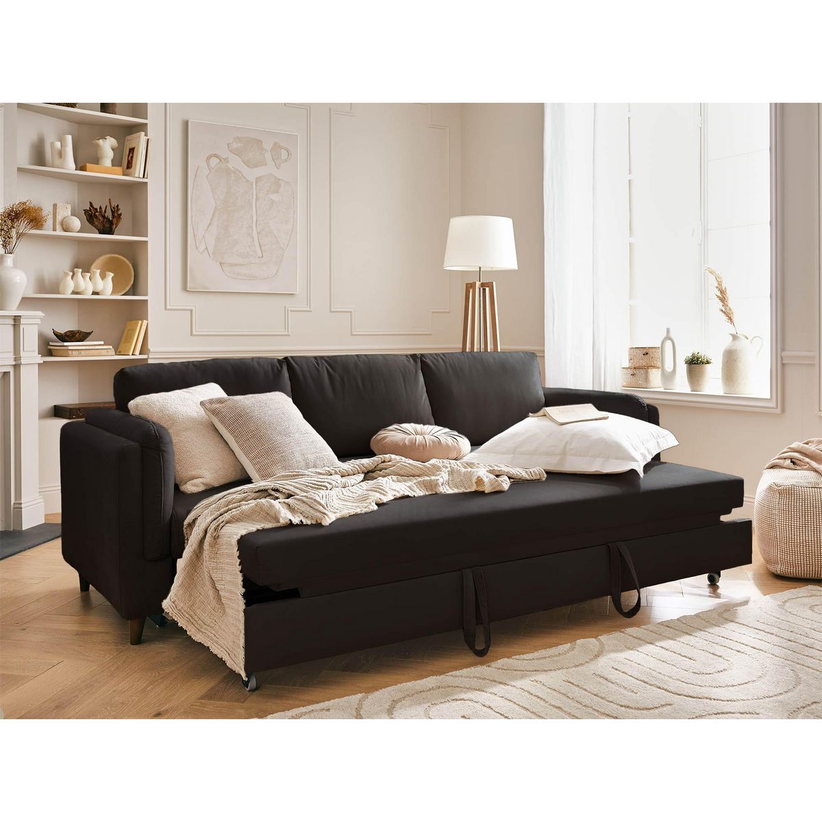 LISA DESIGN Brooke - canapé 3 places - convertible - en velours