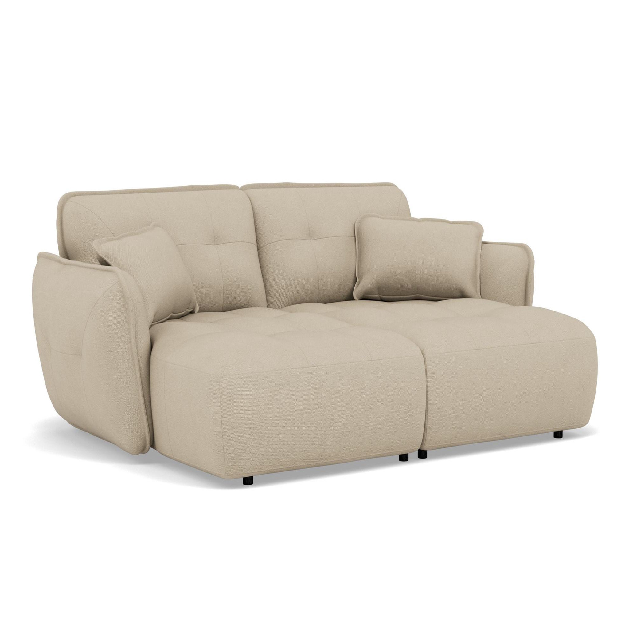 Voir la diapositive 3 : BEST MOBILIER Thais - canapé droit 4 places avec double méridienne assise profonde en tissu texturé