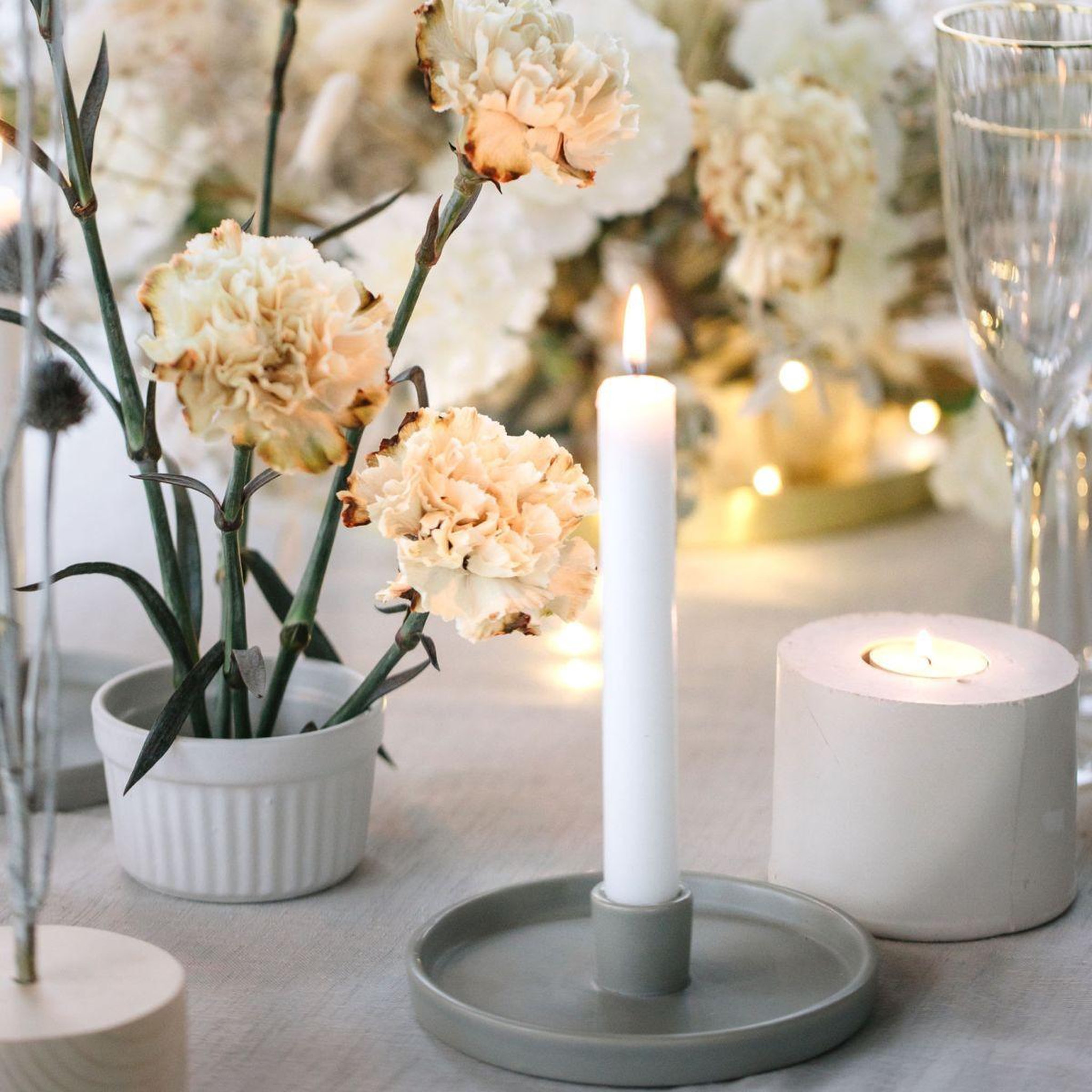 Voir la diapositive 2 : HOMEA Lot de 14 Bougies  Chauffe-Plat & Chandelier  20cm Blanc
