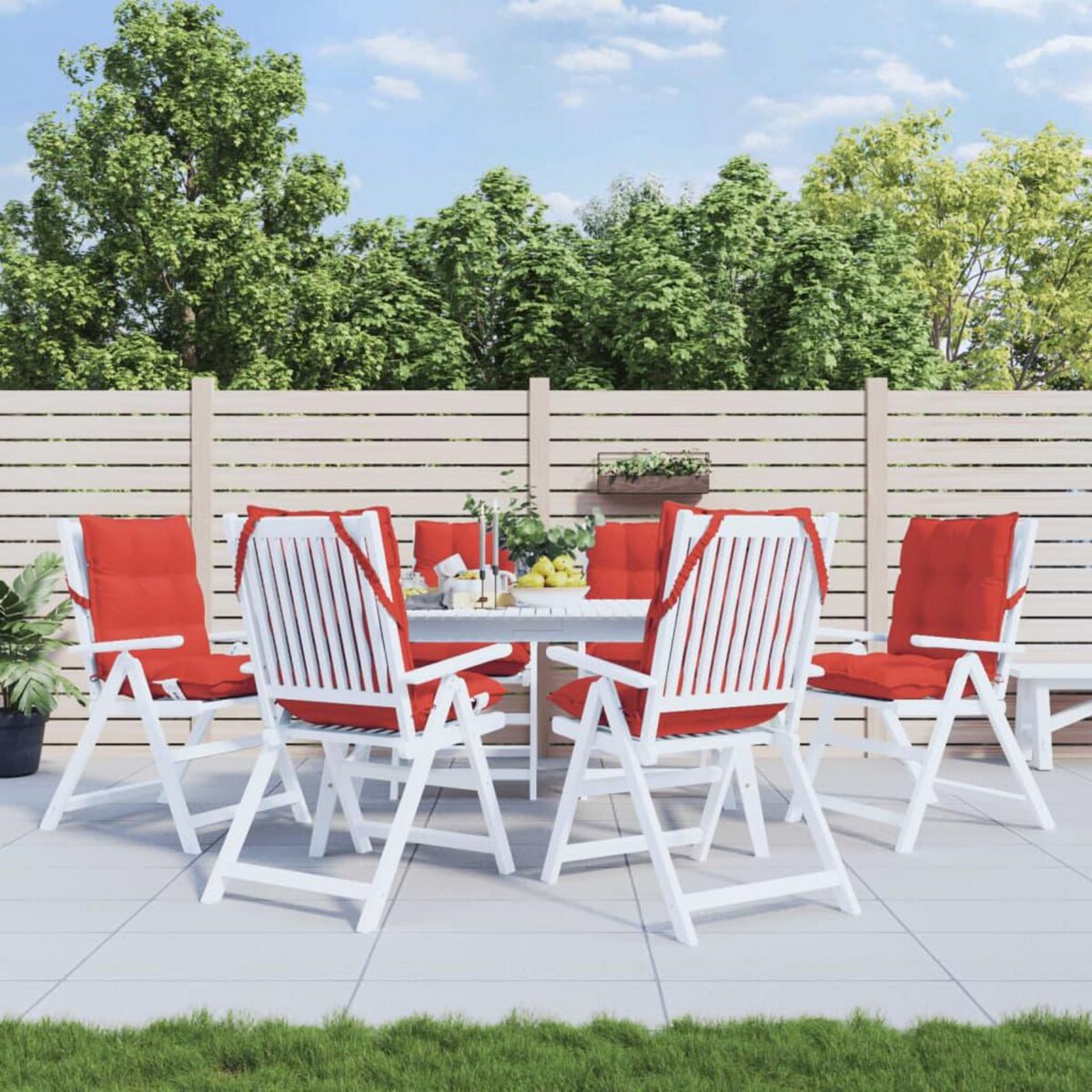 VIDAXL Coussins de chaise a dossier bas lot de 6 rouge tissu oxford