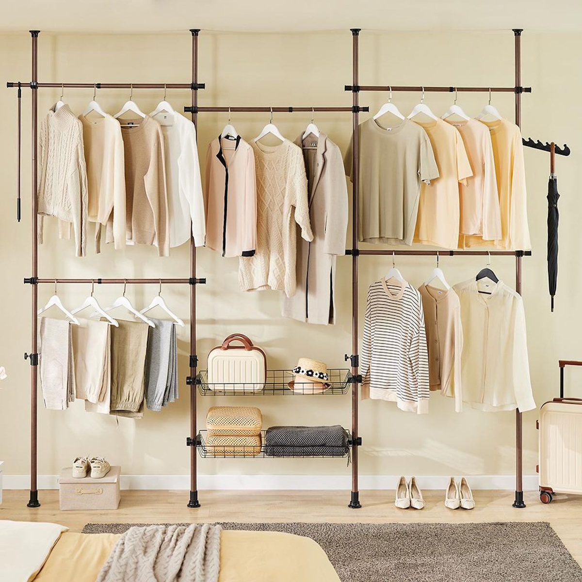 SOBUY SoBuy - Portemanteau Sur Pied à deux étagères - Fonctionnel - KLS04-II