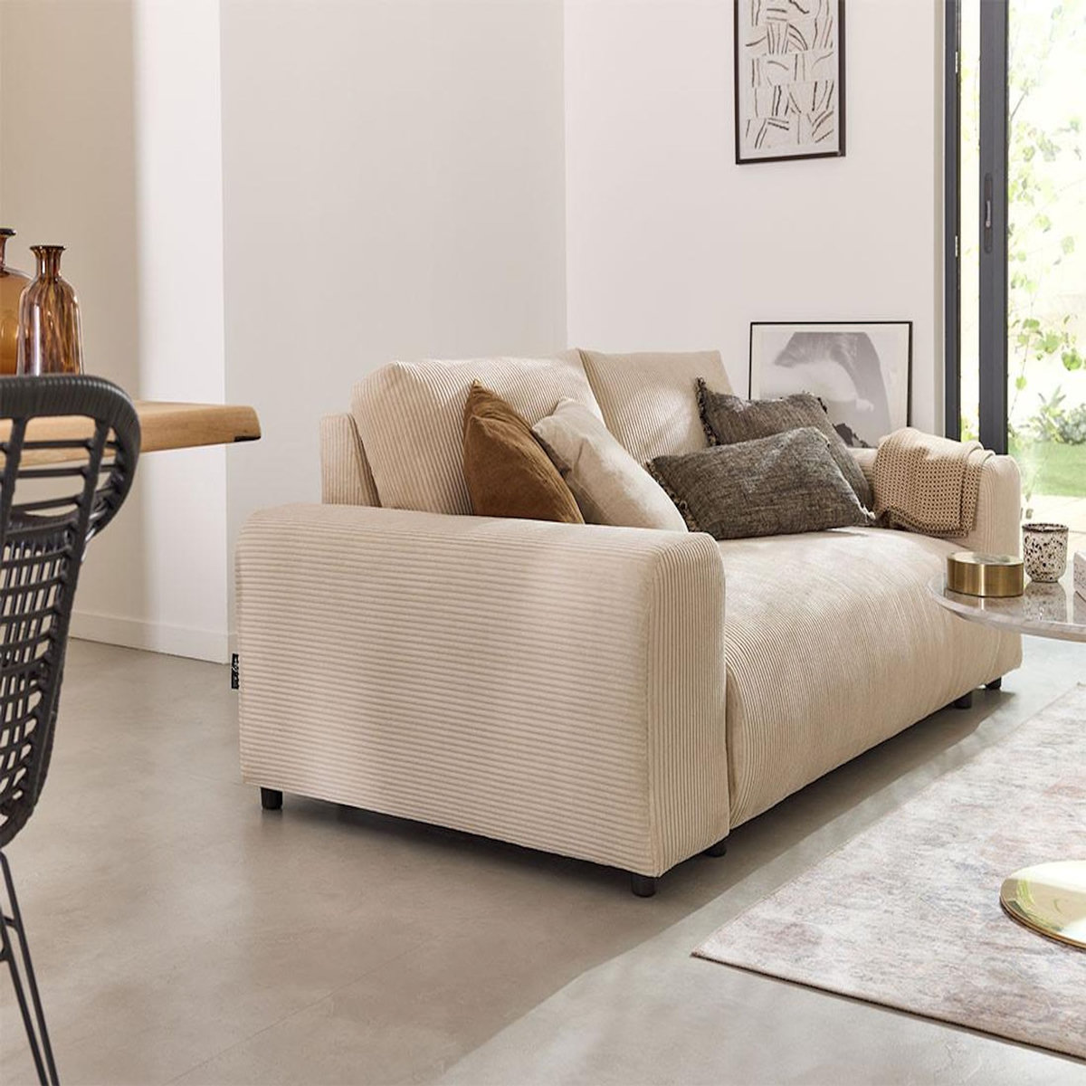 LISA DESIGN Garance - canapé droit 3 places - en velours côtelé
