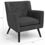 Voir la diapositive 5 : ID MARKET Fauteuil scandinave ANITA en velours gris anthracite