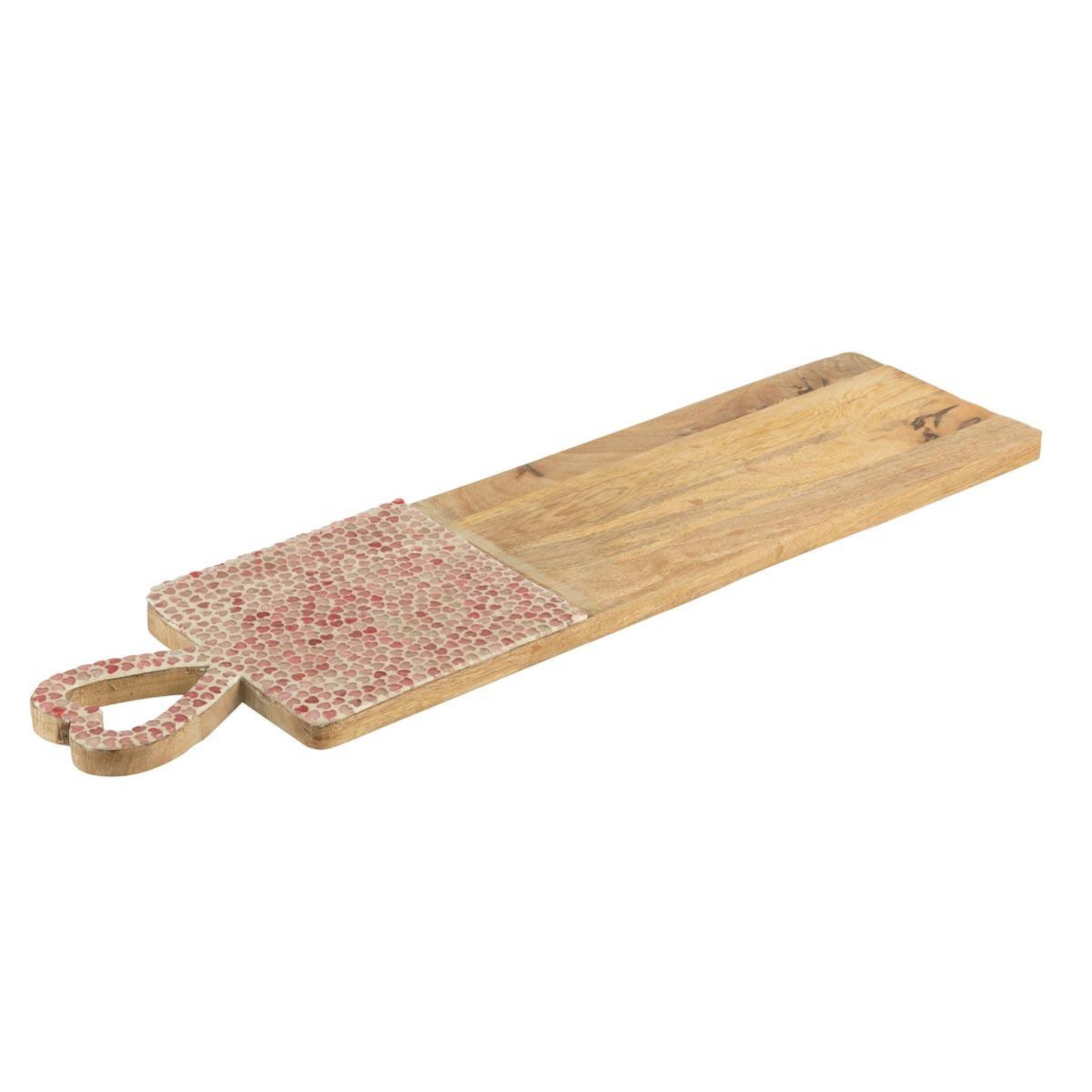 J-LINE Planche de Présentation Mosaïque Cœur en Bois  Freddy  74cm Rose
