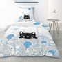 Voir la diapositive 1 : ATELIER DU COTON Housse de couette 140x200 Pussycat blue + taie 100% coton