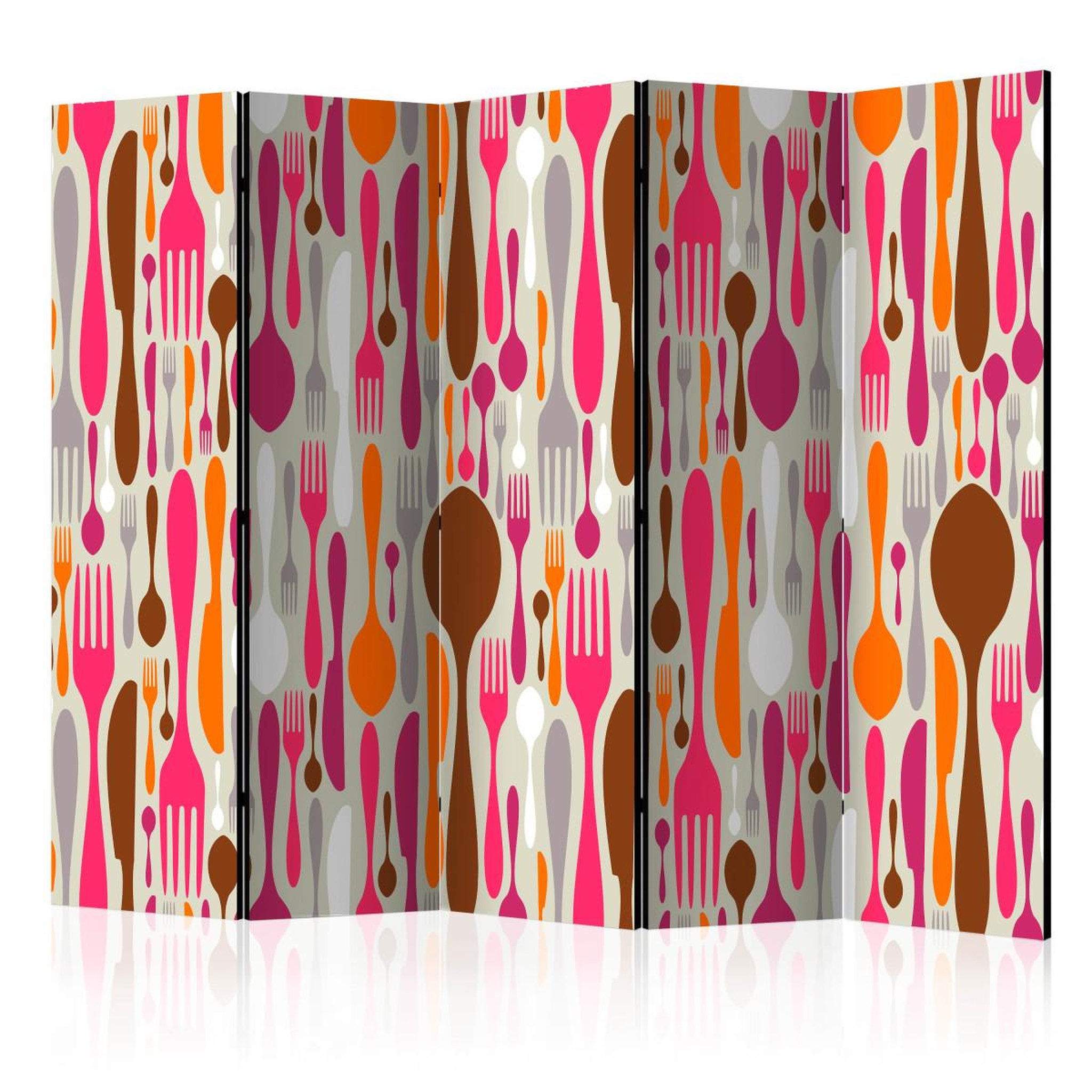 Paris Prix Paravent 5 volets  cutlery pink & violet  172x225cm