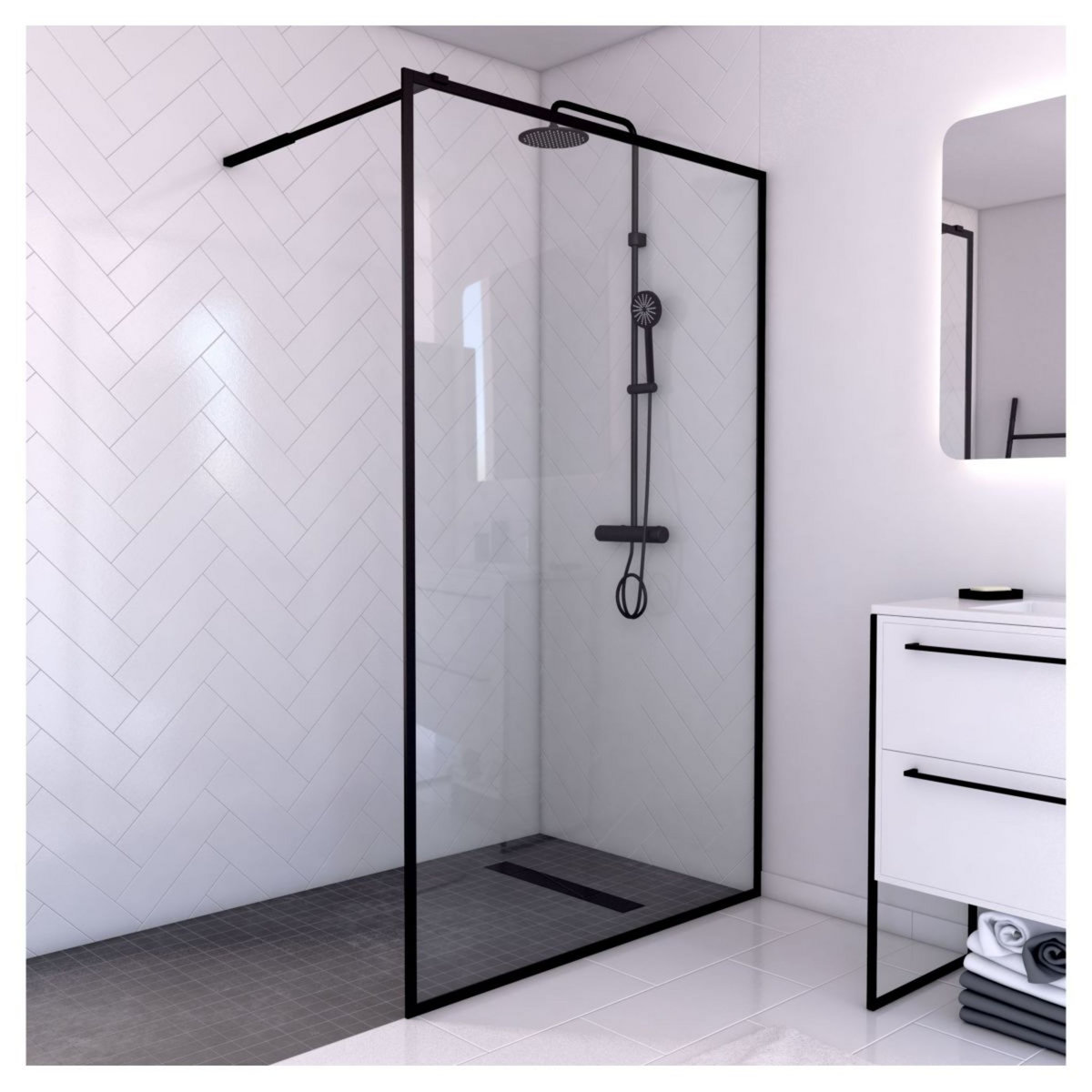 Aurlane Paroi de douche à l'italienne noir 120x200 cm - DARK EDGE 120