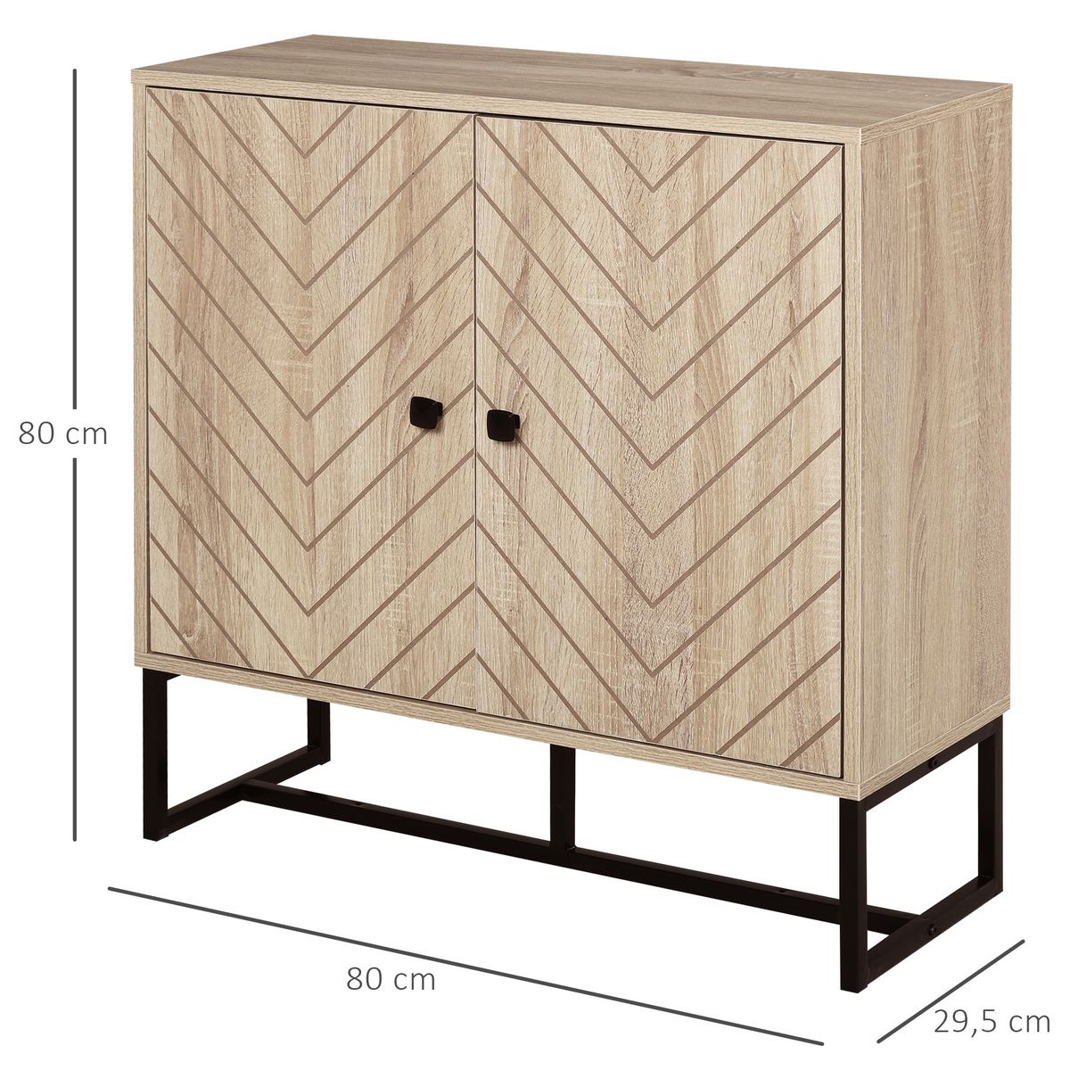 HOMCOM HOMCOM Buffet meuble de rangement 2 portes bois et pieds en métal noir dim. 80L x 29,5l x 80H cm