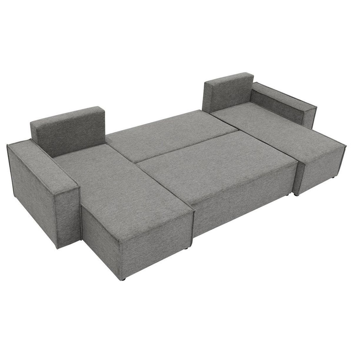 BEST MOBILIER Cezanne - canapé panoramique en u 7 places convertible avec coffre en tissu texturé