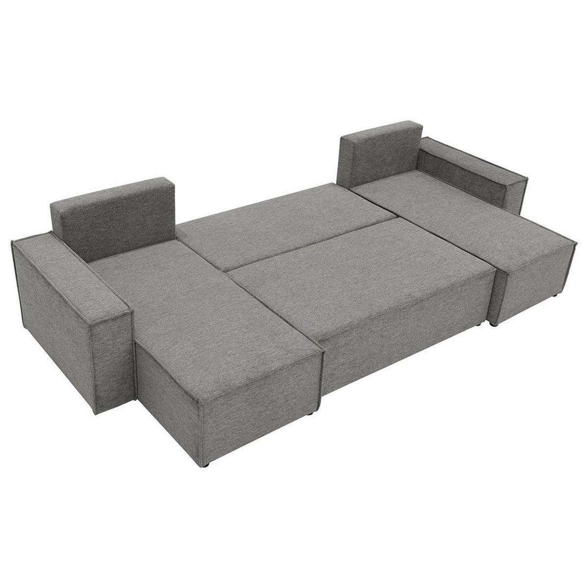 BEST MOBILIER Cezanne - canapé panoramique en u 7 places convertible avec coffre en tissu texturé