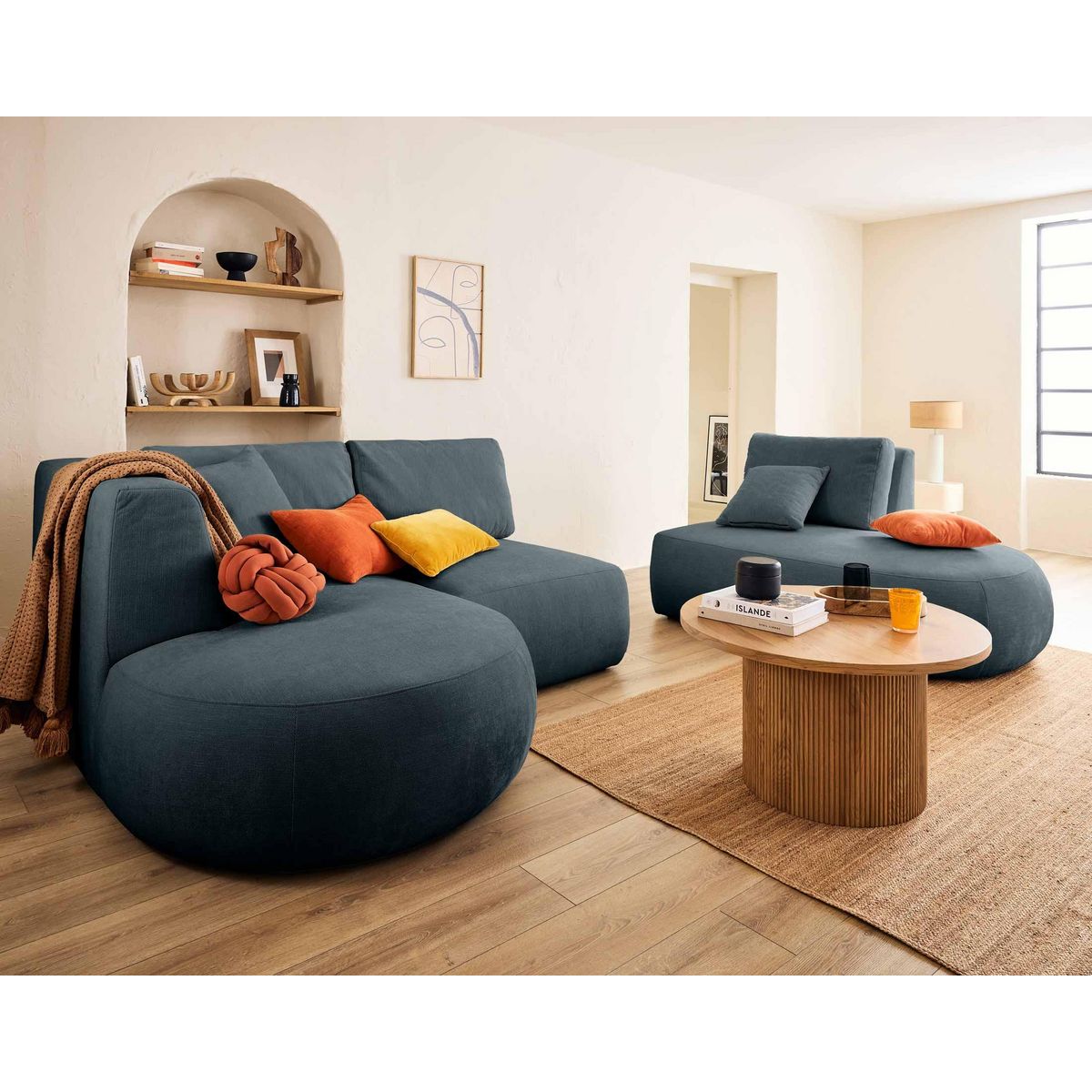 LISA DESIGN Santorini - module d'assise sans accoudoirs - en tissu texturé