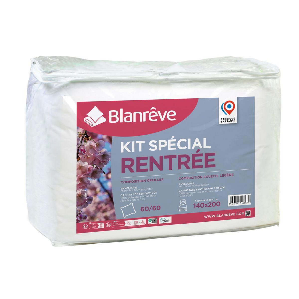 BLANREVE Pack Couette légère + Oreiller(s) RENTRÉE 200 g/m²