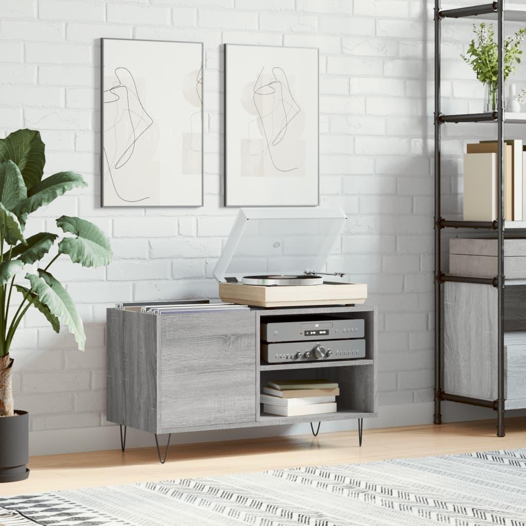 VIDAXL Armoire a disques sonoma gris 85x38x48 cm bois d'ingenierie