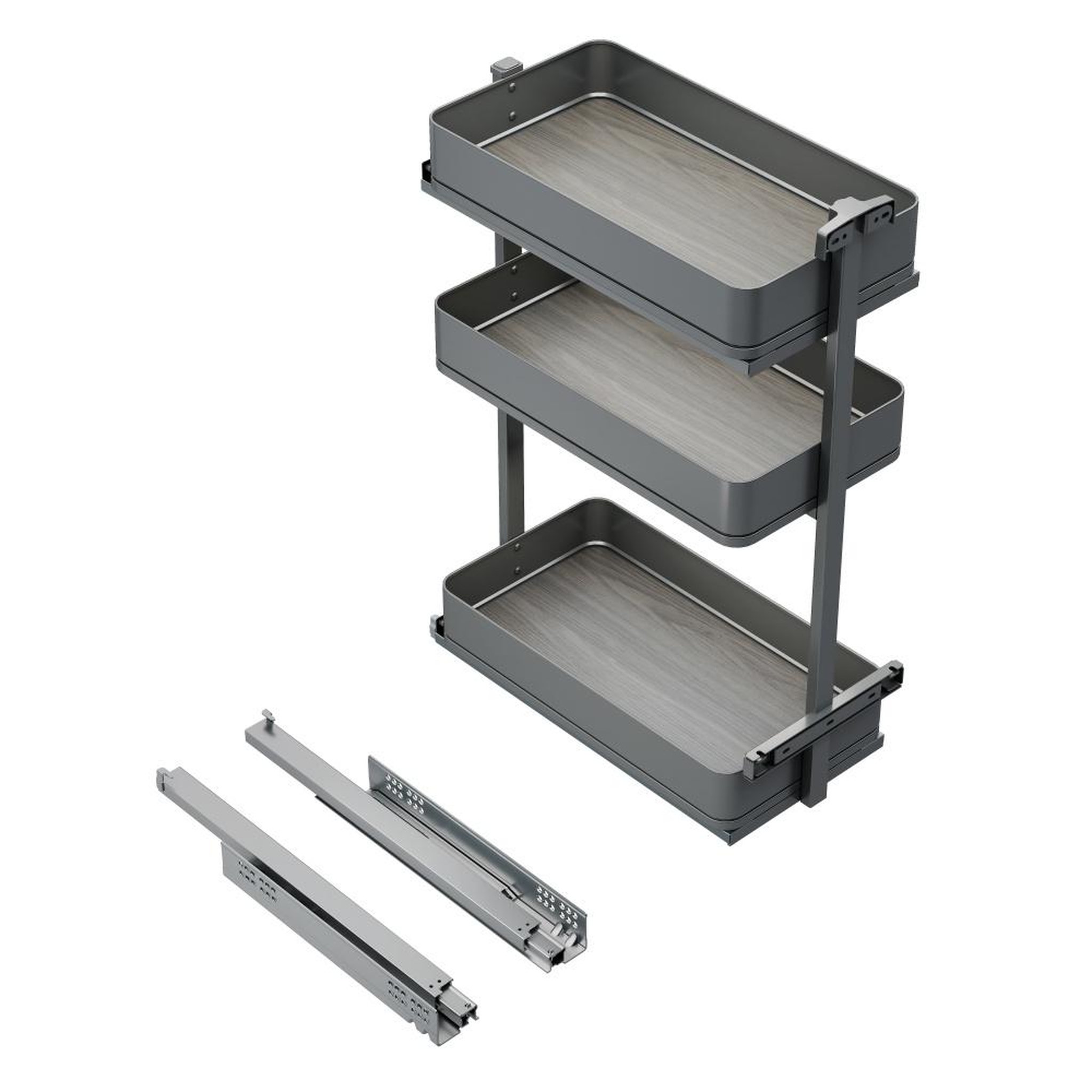 EMUCA SRL Chariot extractible Harmony avec fermeture à amortie -  Module largeur 300mm hauteur 800mm -  Acier et Bois -  Gris anthracite