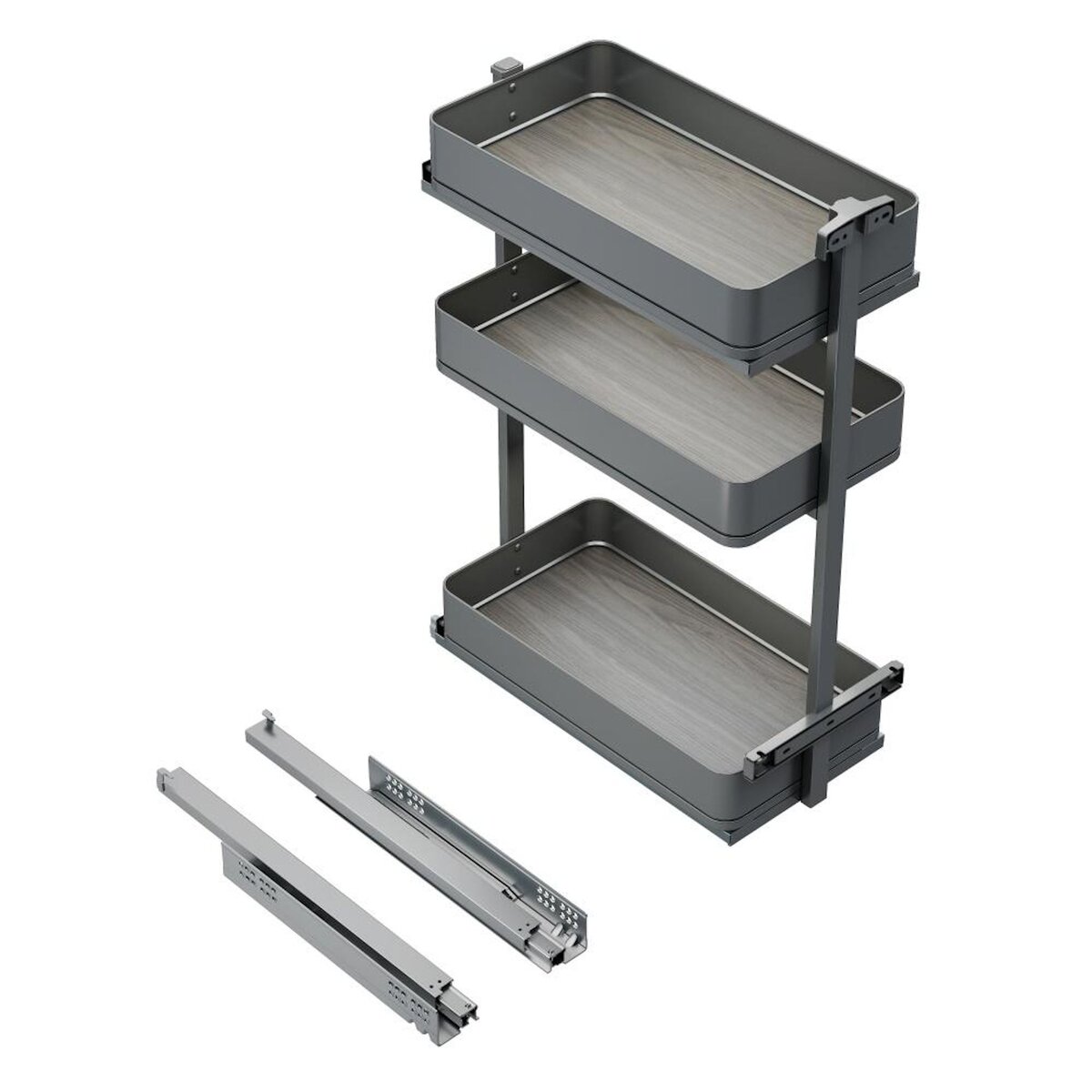 EMUCA SRL Chariot extractible Harmony avec fermeture à amortie -  Module largeur 300mm hauteur 800mm -  Acier et Bois -  Gris anthracite