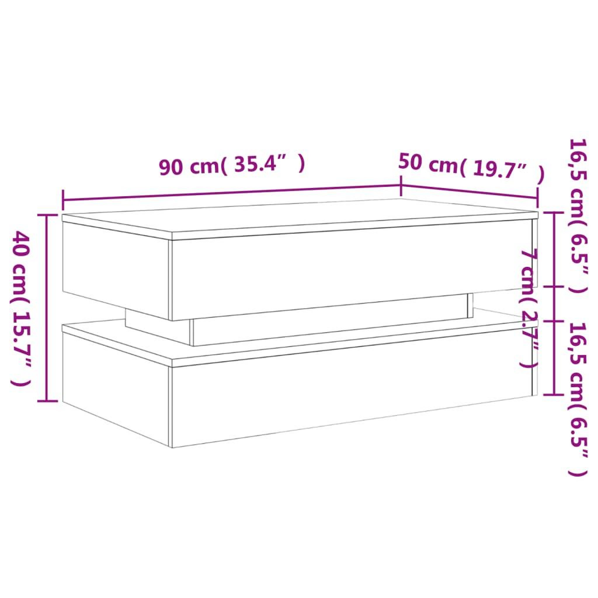 Voir la diapositive 6 : VIDAXL Table basse avec lumieres LED noir 90x50x40 cm
