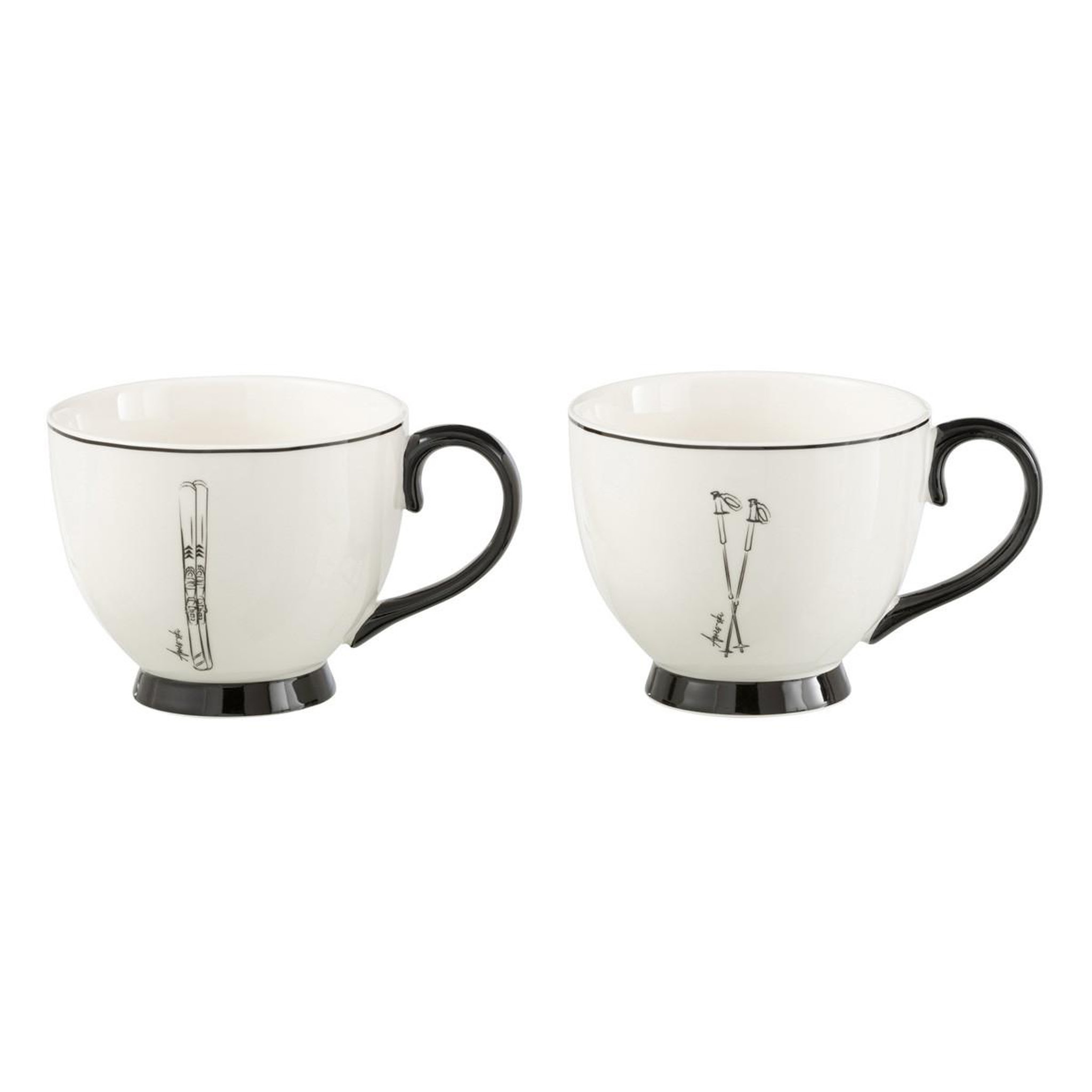 J-LINE Lot de 2 mugs en céramique  après-ski  45cl blanc