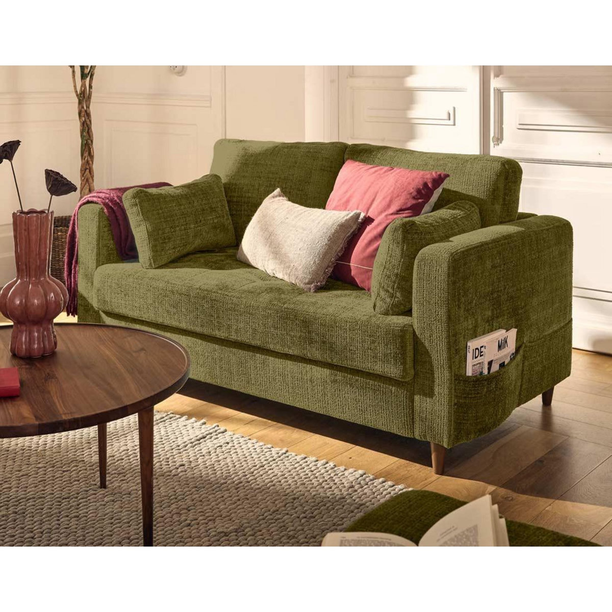 LISA DESIGN Anna - canapé droit 2 places avec poche en velours texturé