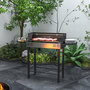 Voir la diapositive 4 : OUTSUNNY Barbecue charbon tourne broche grille - 2 tablettes latérales rabattables - acier inox noir