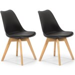 VS VENTA-STOCK Lot de 2 Chaises Klara Noir tapissées en Cuir synthétique avec Pieds Bois