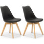 Voir la diapositive 1 : VS VENTA-STOCK Lot de 2 Chaises Klara Noir tapissées en Cuir synthétique avec Pieds Bois