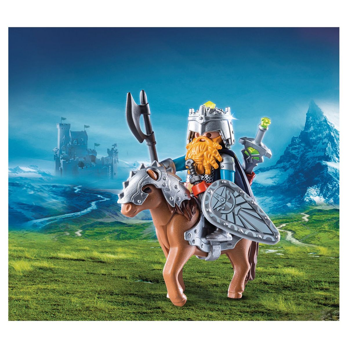 PLAYMOBIL 9345 - Knights - Combattant nain et poney