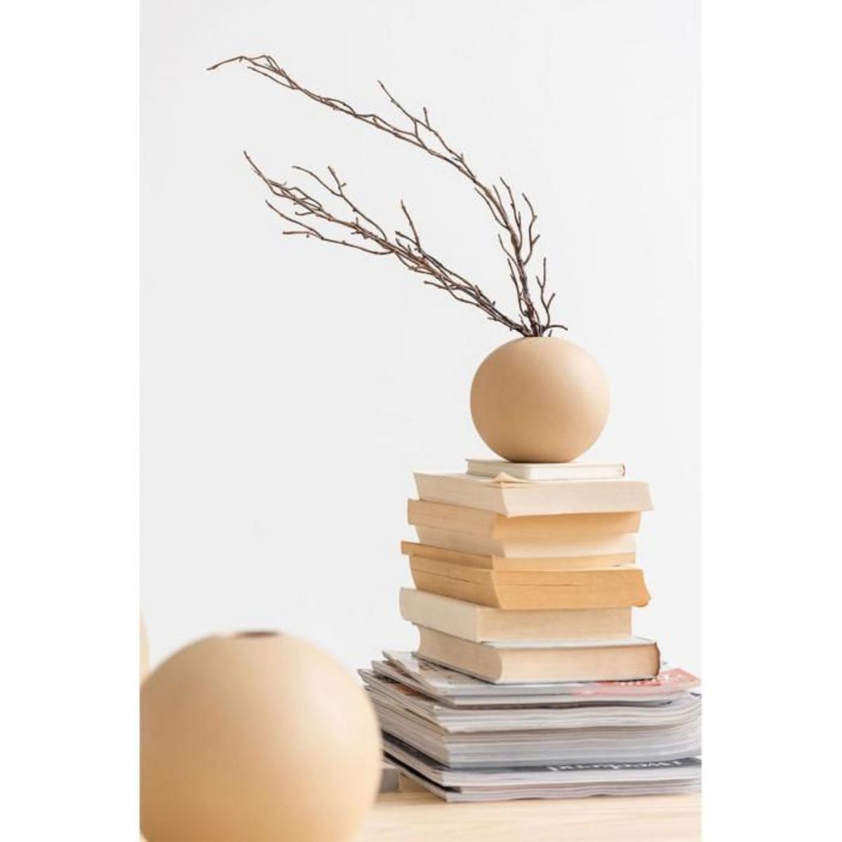 Paris Prix Vase Design  Boule Céramique  18cm Beige