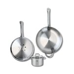 ELO Ensemble de 2 Poêles de cuisson 28 et 32 cm et 1 faitout 14 cm Elo Profi Citrin