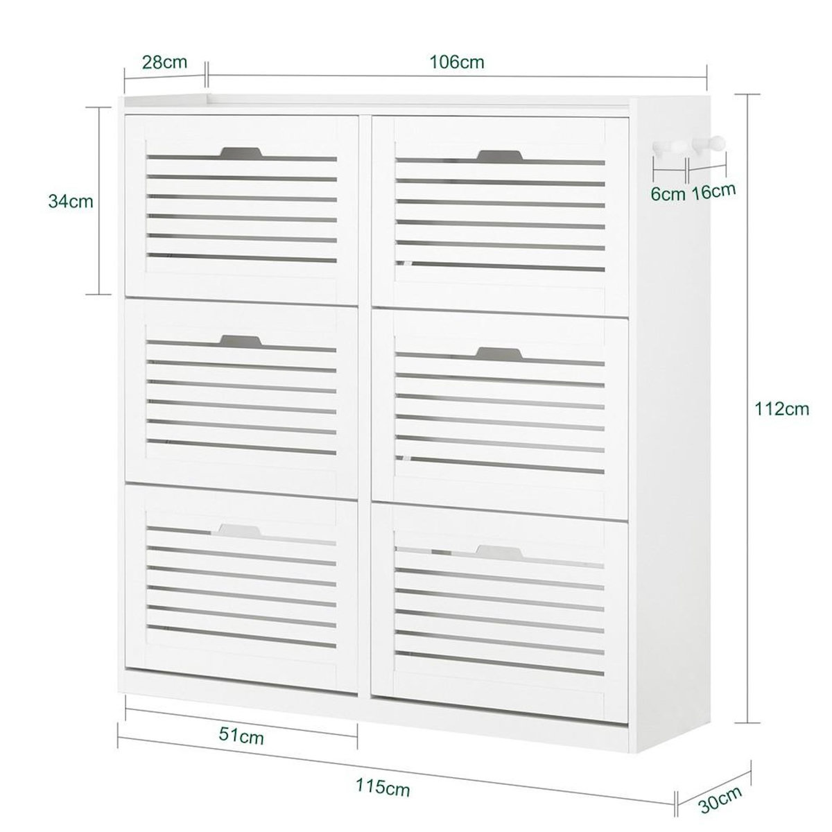 SOBUY SoBuy - Meuble À Chaussures 6 portes - Blanc - 115x30x112cm - Nordique - FSR145-W