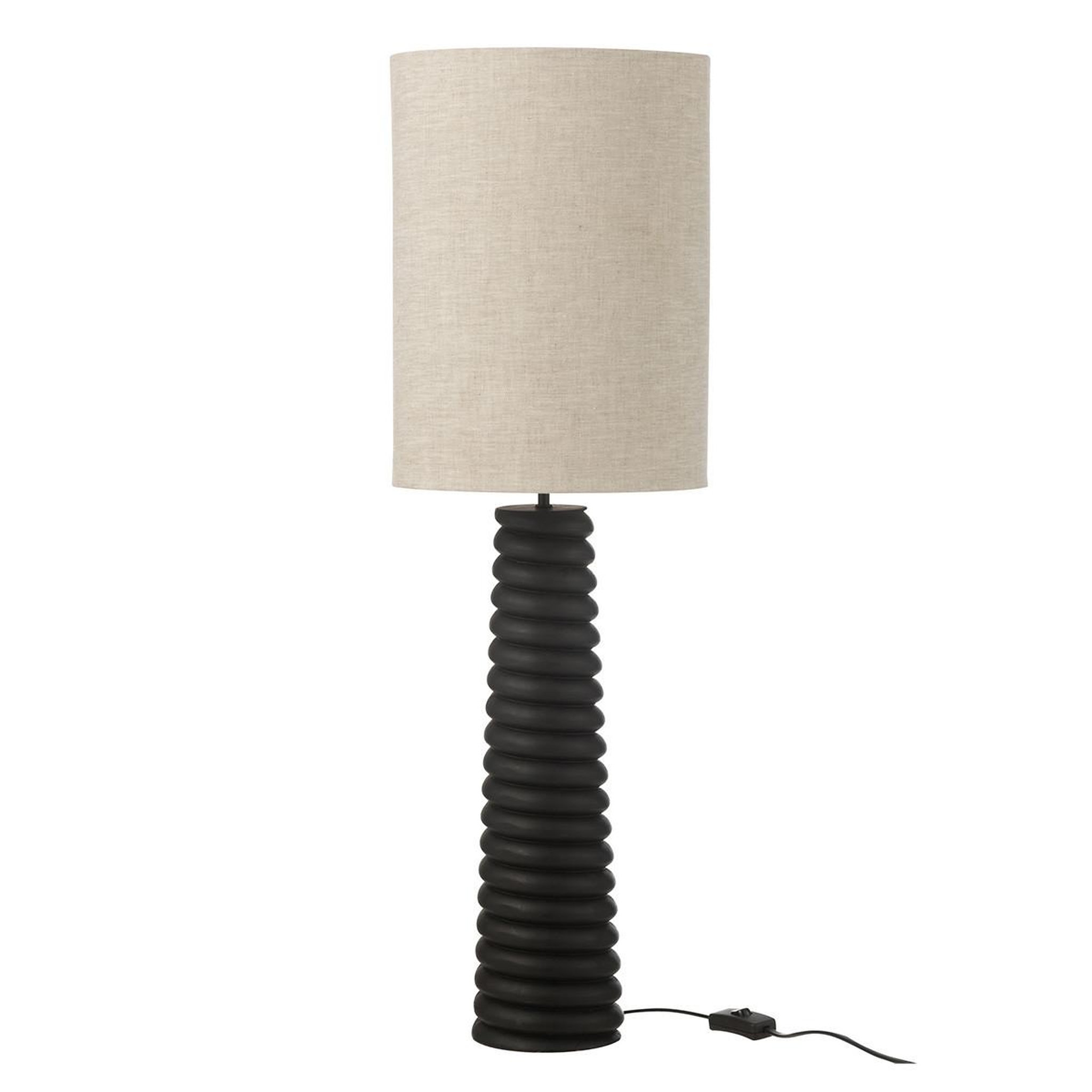 J-LINE Lampe à poser filetage en bois  ailanthus  85cm noir