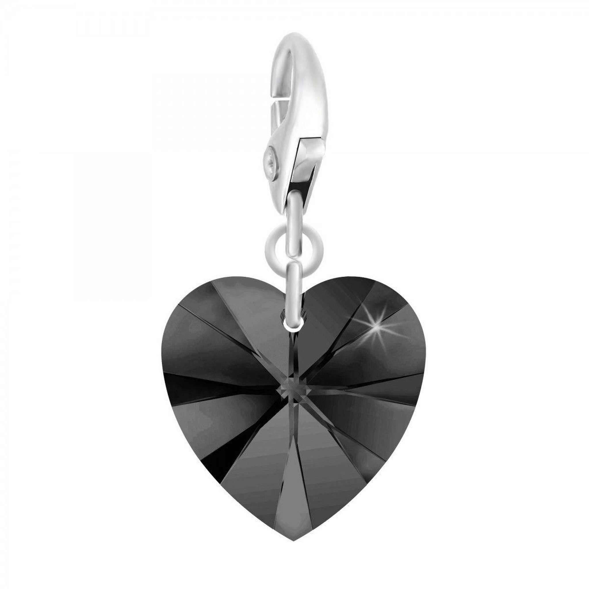 SC CRYSTAL Charm coeur noir SC Crystal orné de Cristaux scintillants