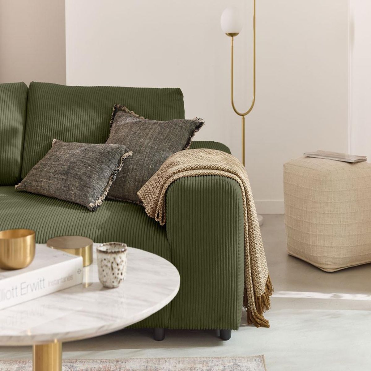 LISA DESIGN Garance - canapé droit 3 places - en velours côtelé