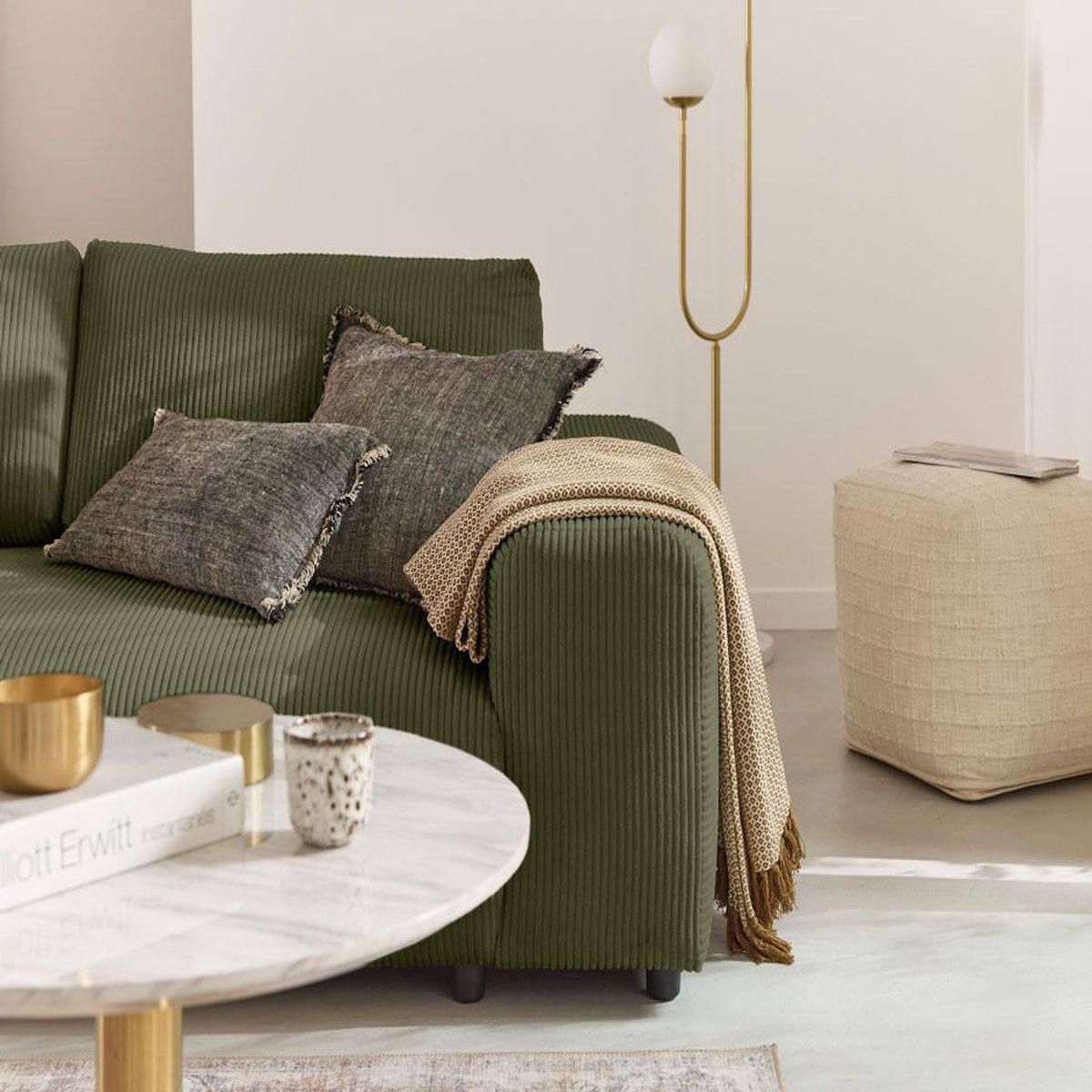 LISA DESIGN Garance - canapé droit 3 places - en velours côtelé