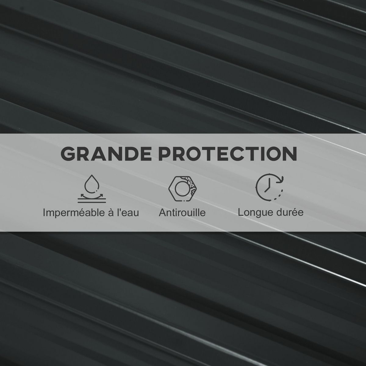 OUTSUNNY Lot de 12 panneaux - dim. 129L x 45l cm - tôle acier ondulé anthracite